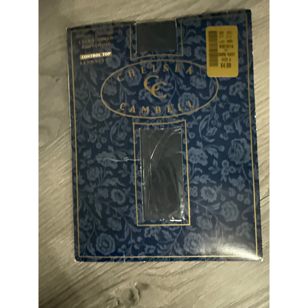 Chelsea Campbell Silken Smooth Lycra Sheer Pantyhose Control Top Sandal Toe Navy